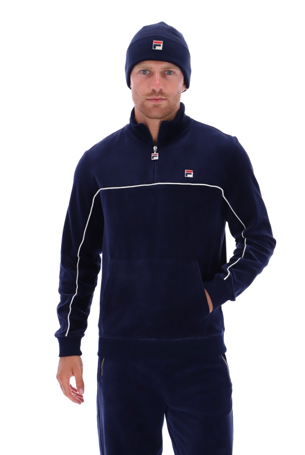 Fila Duke Velour 1-4 Zip With Piping