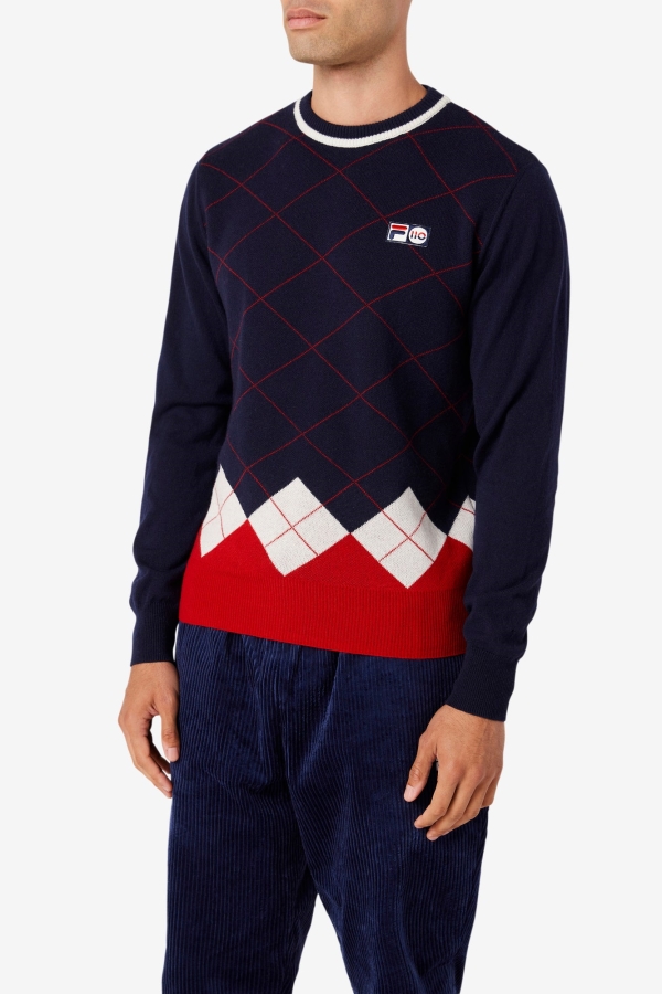 Argyle Sweater Red-White-Navy Fila