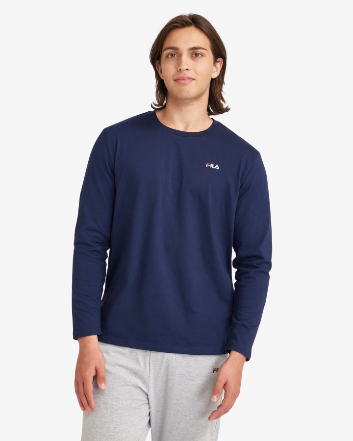 New Navy Fila Men's Basic L-S Tee
