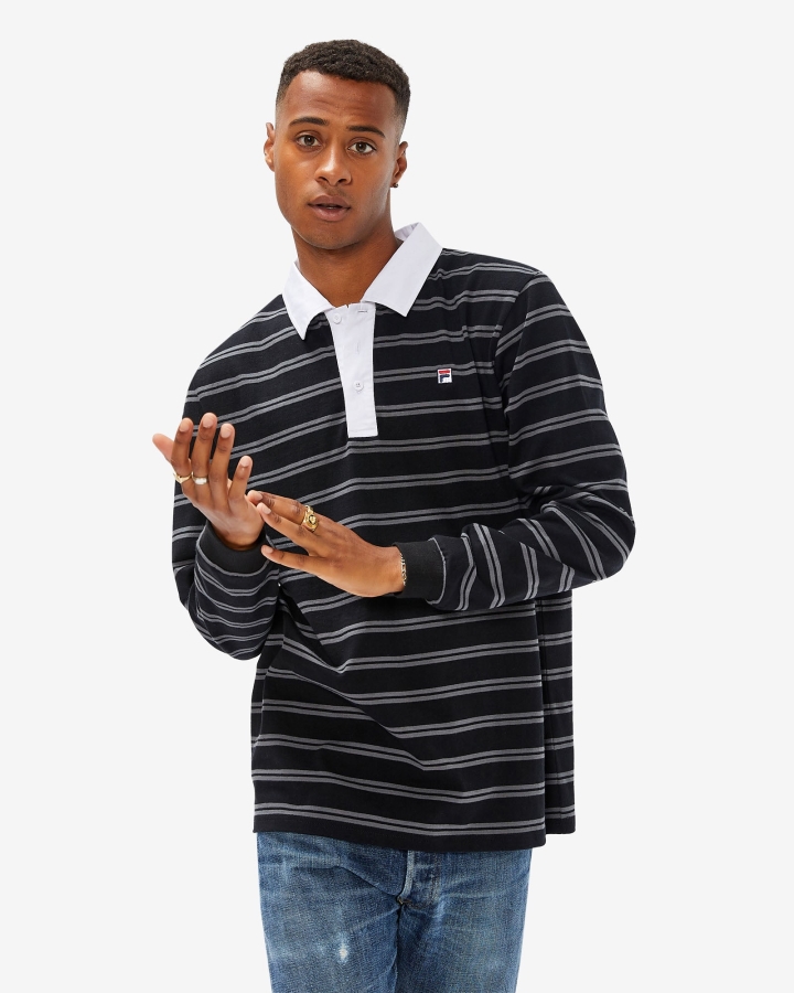 Black Men's Badge Rugby Polo Fila