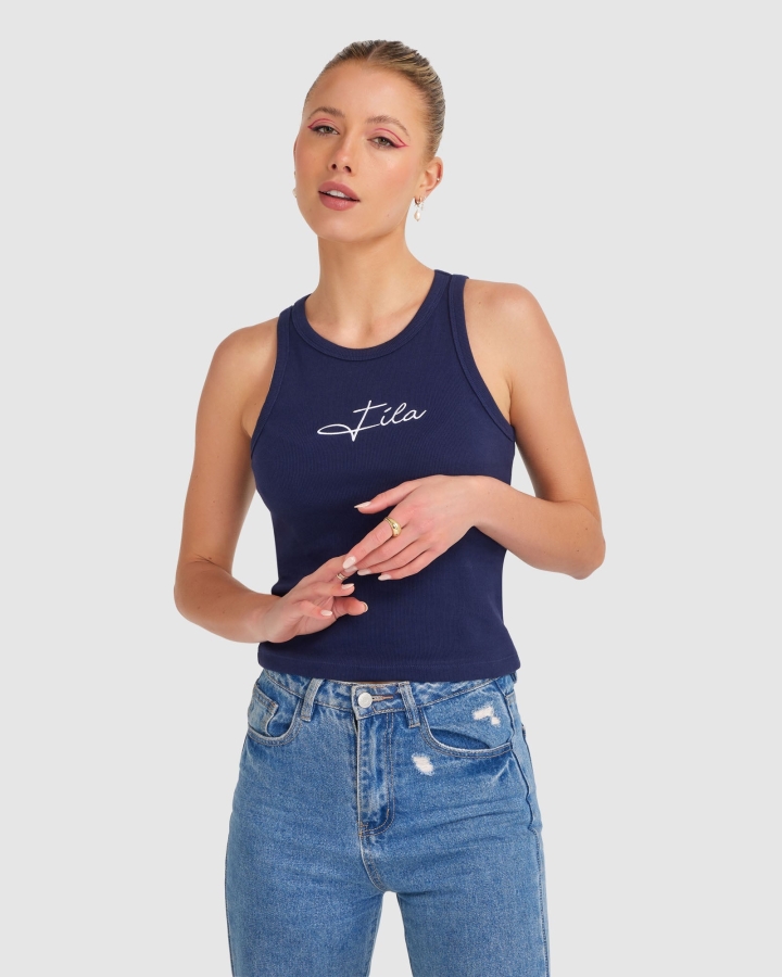 Women's Cinzia Rib Tank New Navy Fila