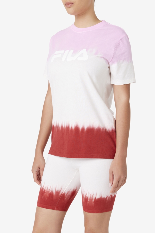 Pirouette-White-Earth Red Fila Alivia Tie Dye Tee