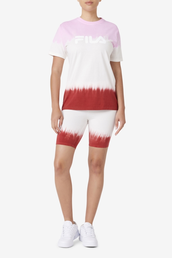 Pirouette-White-Earth Red Fila Alivia Tie Dye Tee