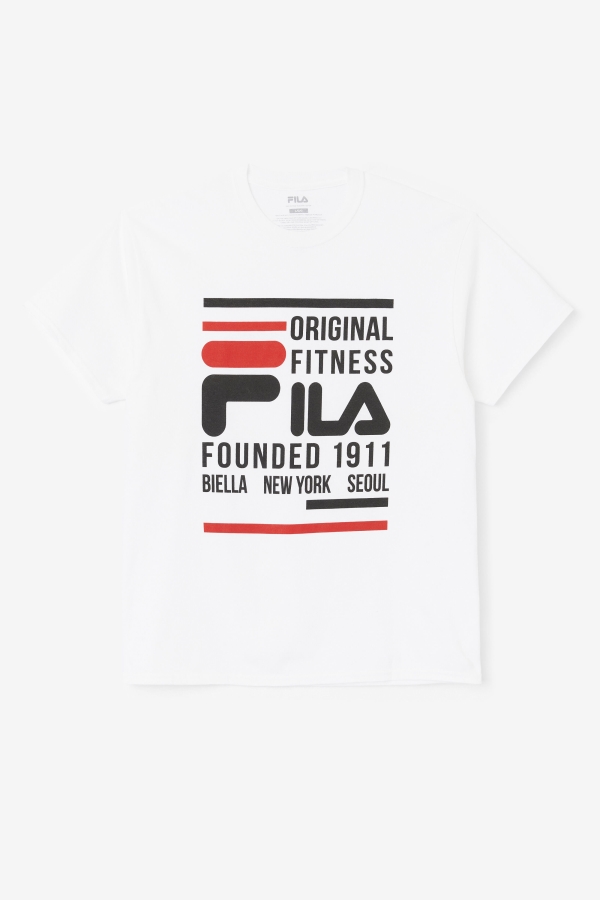 White-Black-Red Fila Original Fitness Tee