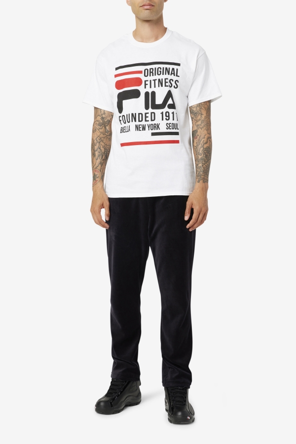 White-Black-Red Fila Original Fitness Tee