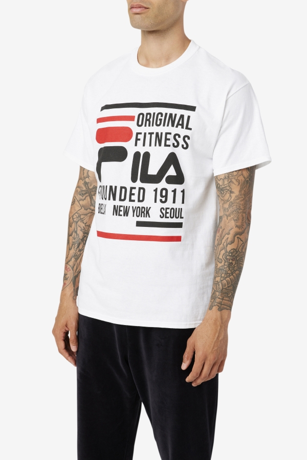 White-Black-Red Fila Original Fitness Tee