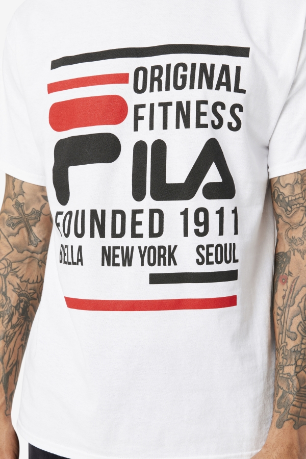 White-Black-Red Fila Original Fitness Tee