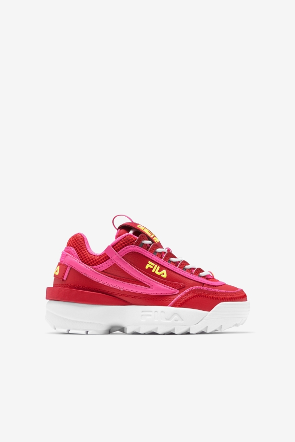 Red-Pink-Yellow Fila Big Kids' Disruptor 2 Exp