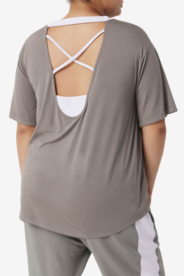 Fi-Lux Short Sleeve Top Fila Gargoyle-Lavender Blue