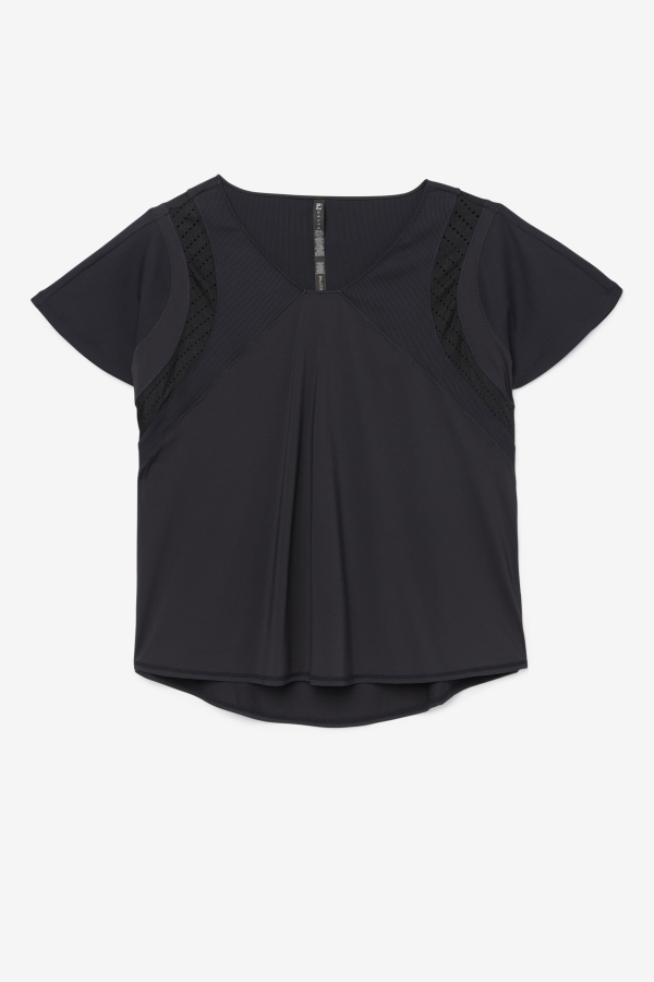 Black Uplift Textured Short Sleeve Top Fila
