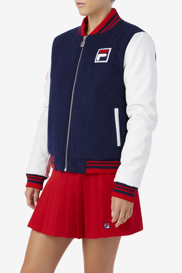 Dixon Varsity Jacket Navy-White-Red Fila