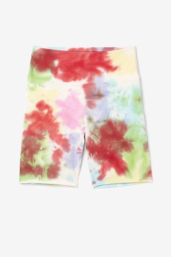 Taima Tie Dye Bike Short Green-White-Periwinkle-Red Fila