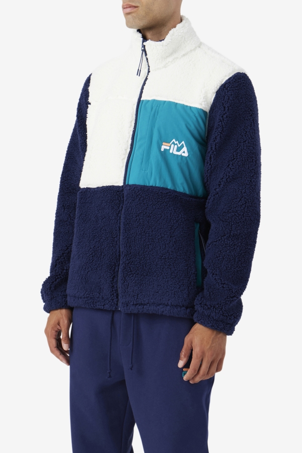 Egret-Navy-Deep Lake Fila Ravi Sherpa Jacket