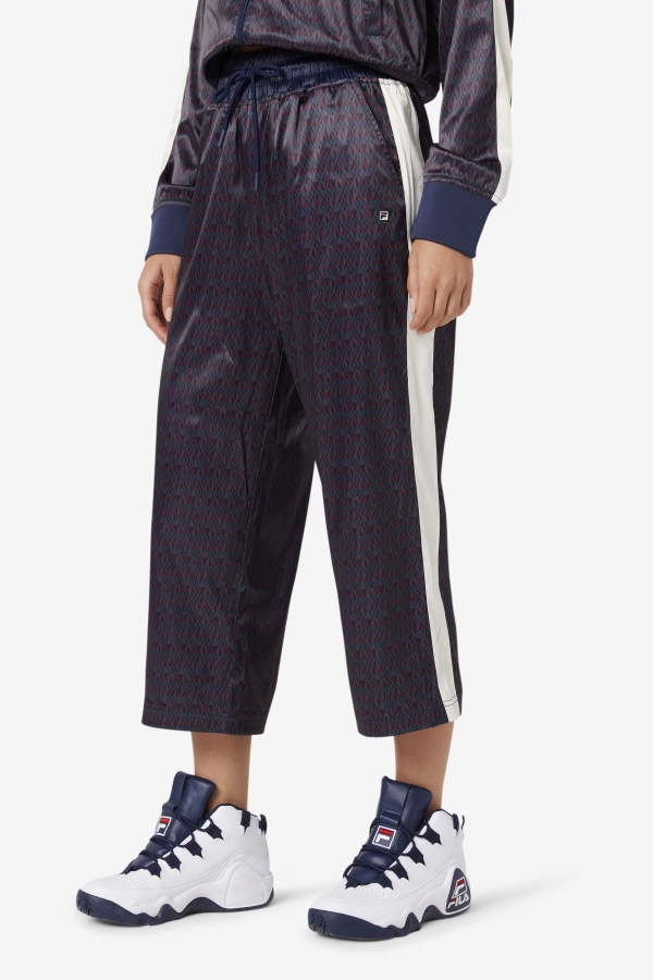 Aviana Cropped Satin Pant Fila Peacoat-Tofu