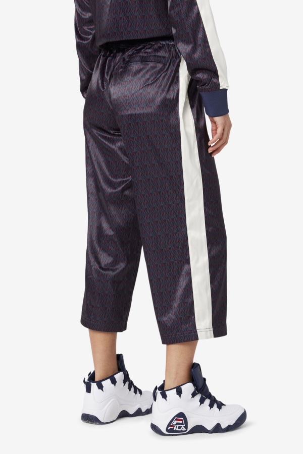 Aviana Cropped Satin Pant Fila Peacoat-Tofu