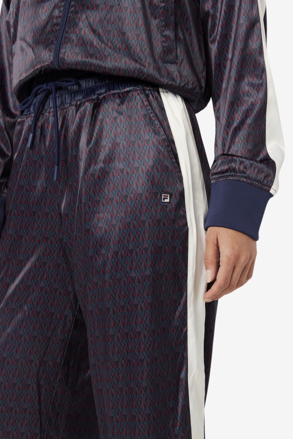 Aviana Cropped Satin Pant Fila Peacoat-Tofu
