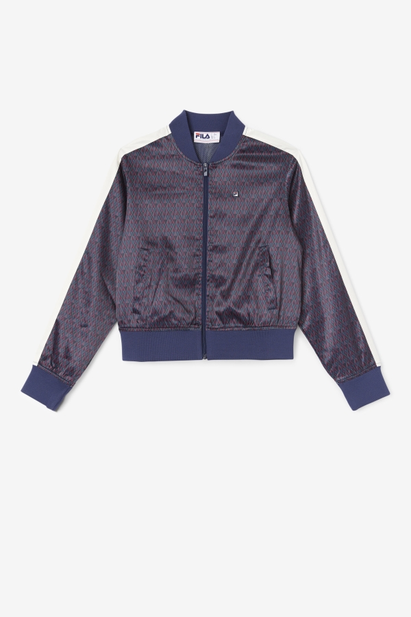 Fila Farah Satin Track Jacket Peacoat-Tofu