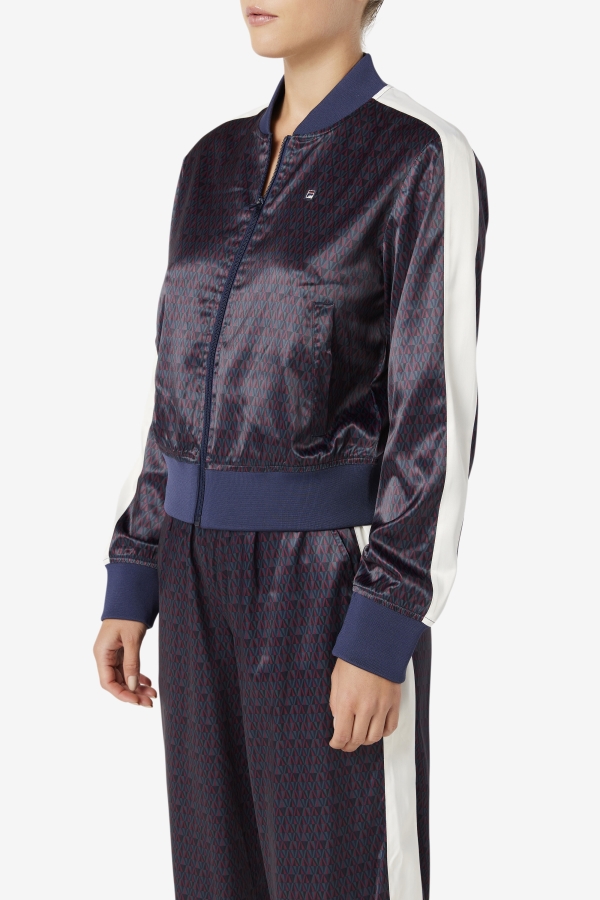 Fila Farah Satin Track Jacket Peacoat-Tofu