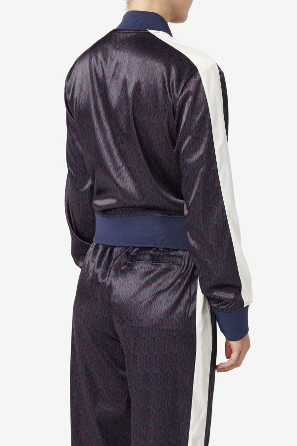 Fila Farah Satin Track Jacket Peacoat-Tofu
