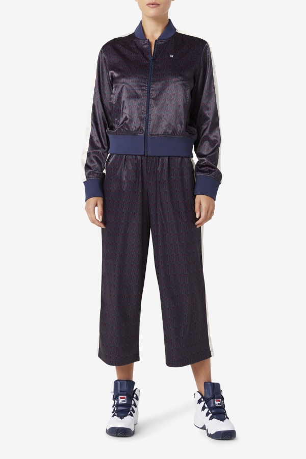 Fila Farah Satin Track Jacket Peacoat-Tofu