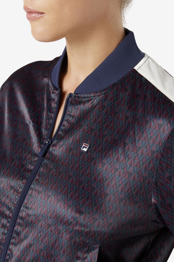 Fila Farah Satin Track Jacket Peacoat-Tofu