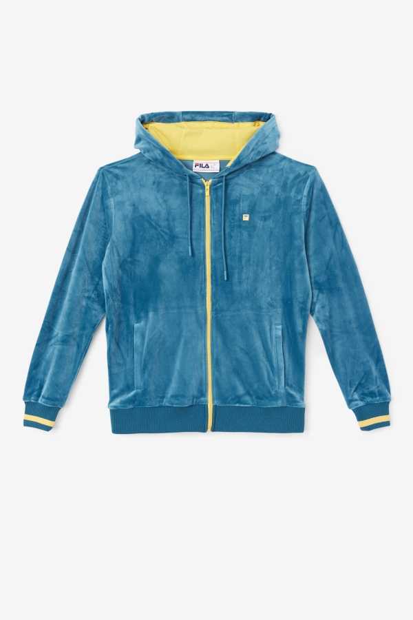 Fila Tove Velour Full Zip Hoodie Blue Coral-Banana
