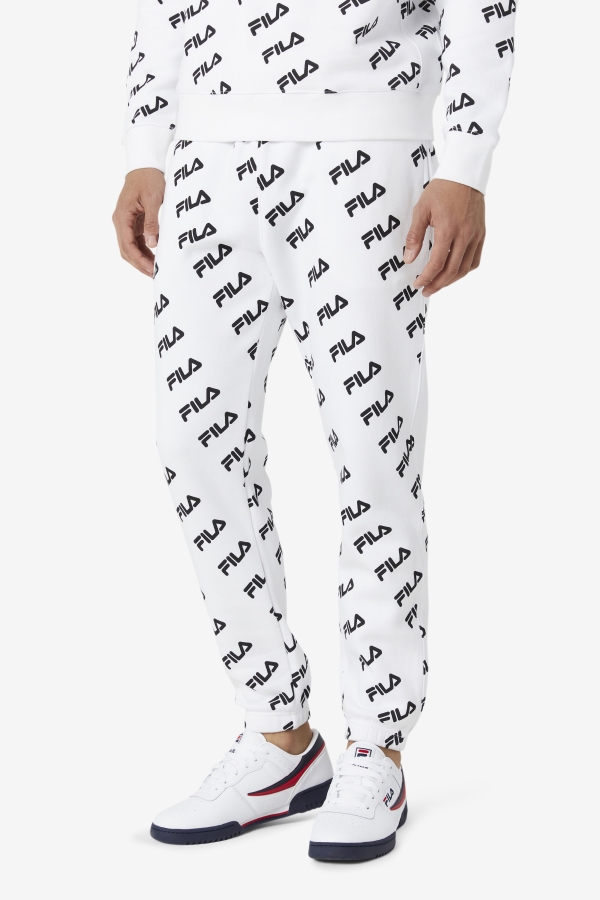 White-Black Fila Diagonal Logo Jogger
