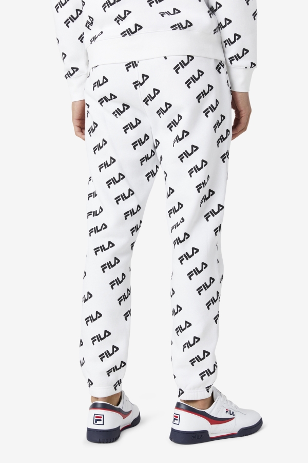 White-Black Fila Diagonal Logo Jogger