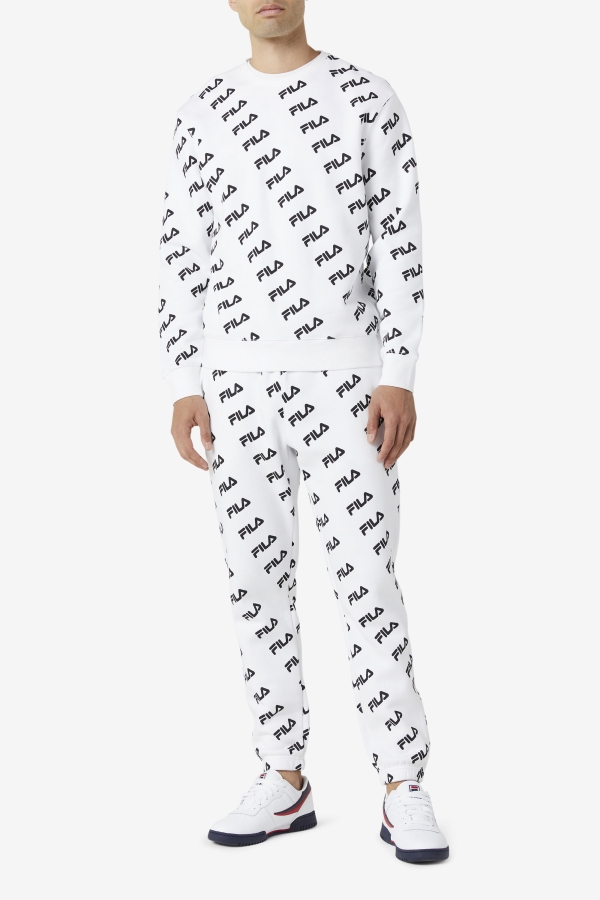 White-Black Fila Diagonal Logo Jogger