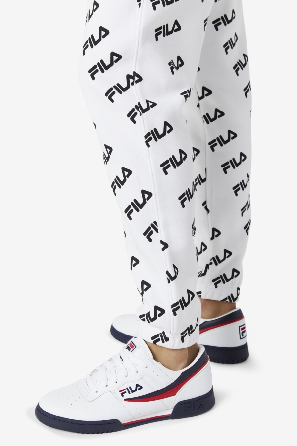 White-Black Fila Diagonal Logo Jogger