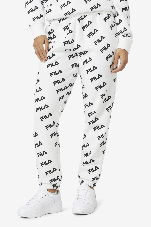 White-Black Fila Diagonal Logo Jogger