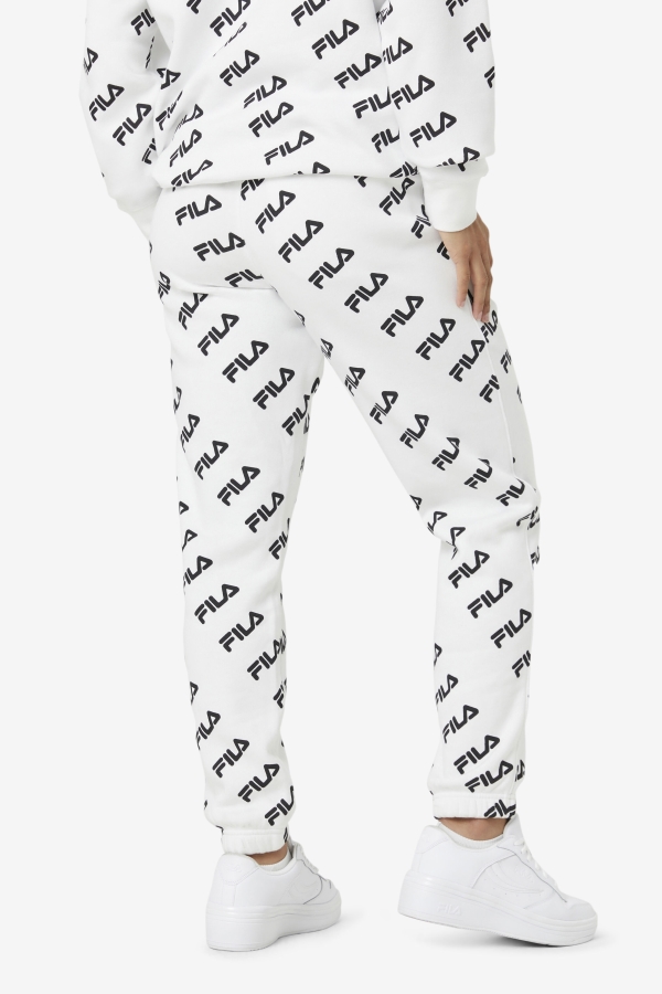 White-Black Fila Diagonal Logo Jogger