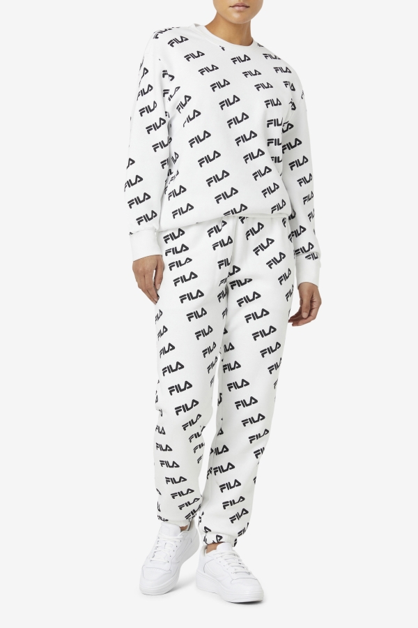 White-Black Fila Diagonal Logo Jogger