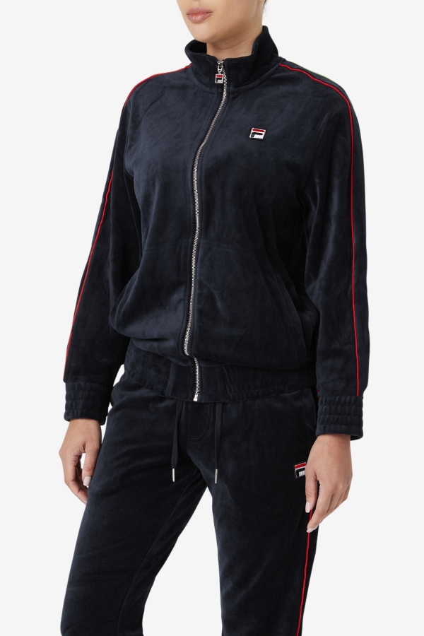 Deverall Velour Jacket Fila Black-Red-Forest Green