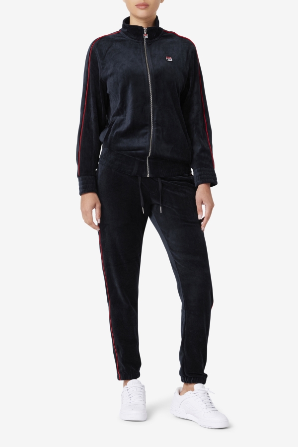 Deverall Velour Jacket Fila Black-Red-Forest Green
