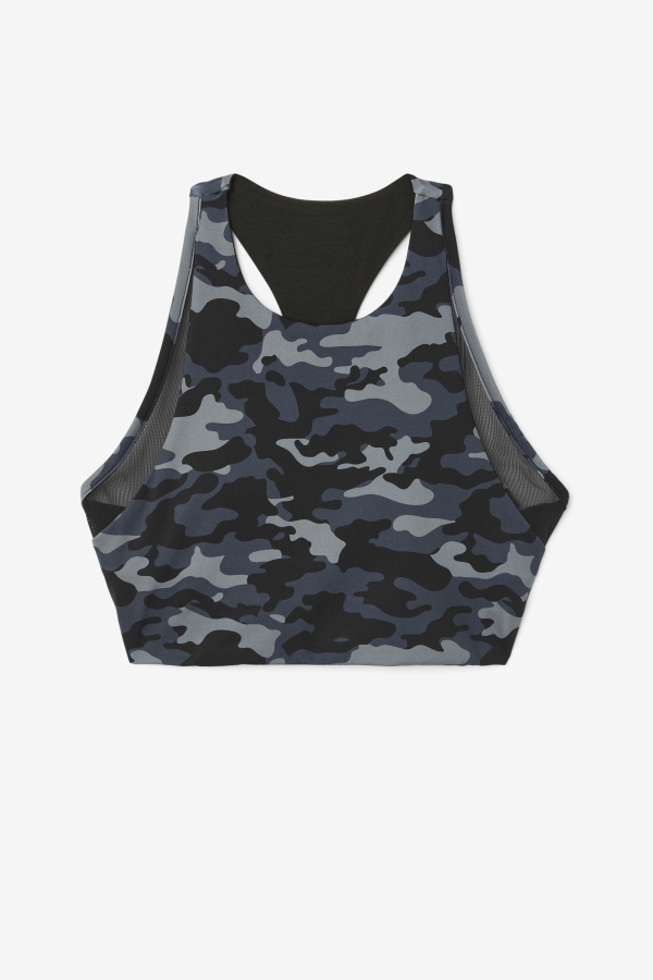 Dark Camo-Black Fila Uplift T-Back Sports Bra