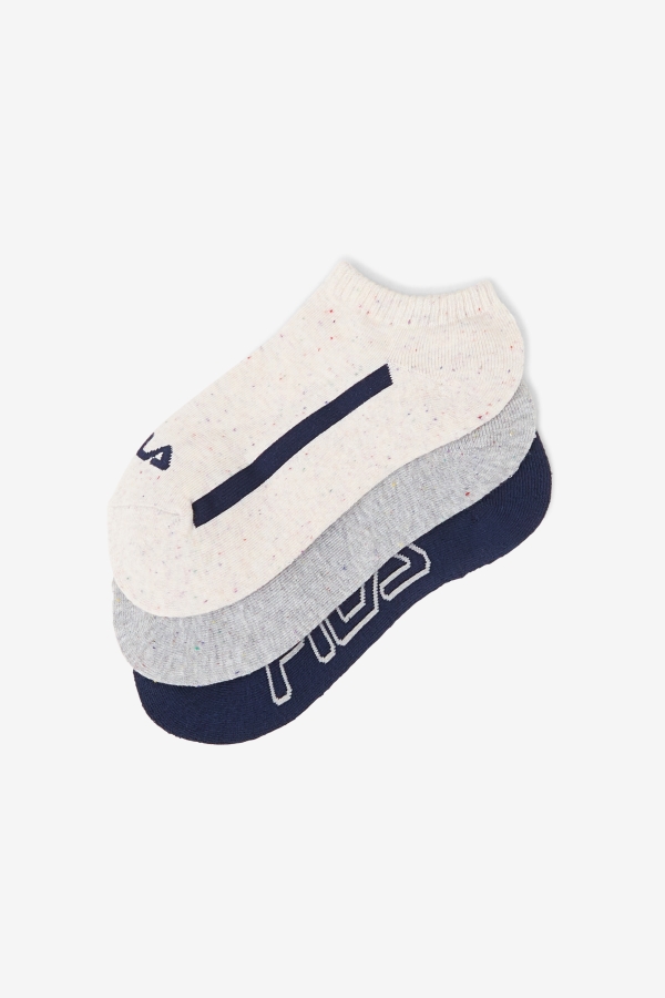 Fila Women\'s Speckle Stripe No Show Sock 3-Pack White