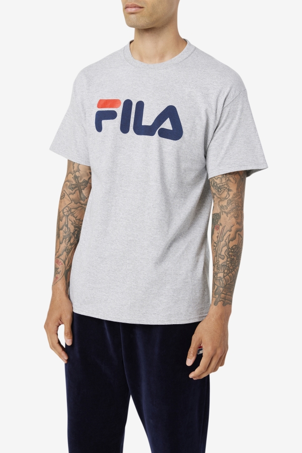 Fila Grey Heather-Navy-Red Men\'s Logo Tee