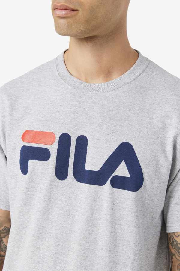 Fila Grey Heather-Navy-Red Men\'s Logo Tee