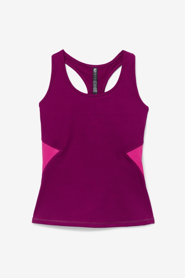 Magenta Purple-Bright Pink Fila Uplift Open Racerback Tank Top