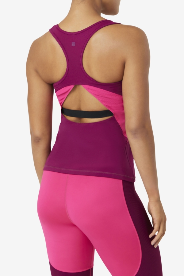 Magenta Purple-Bright Pink Fila Uplift Open Racerback Tank Top