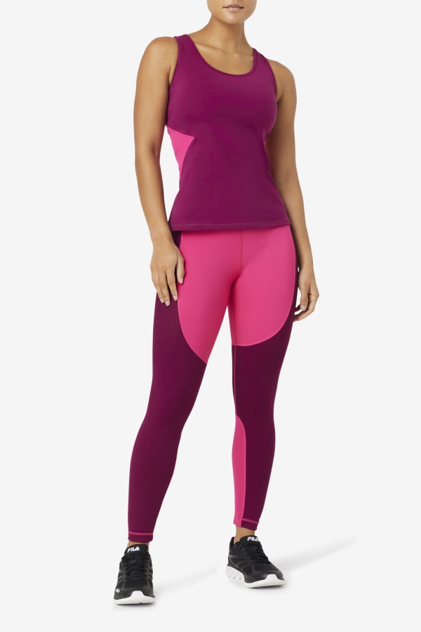 Magenta Purple-Bright Pink Fila Uplift Open Racerback Tank Top