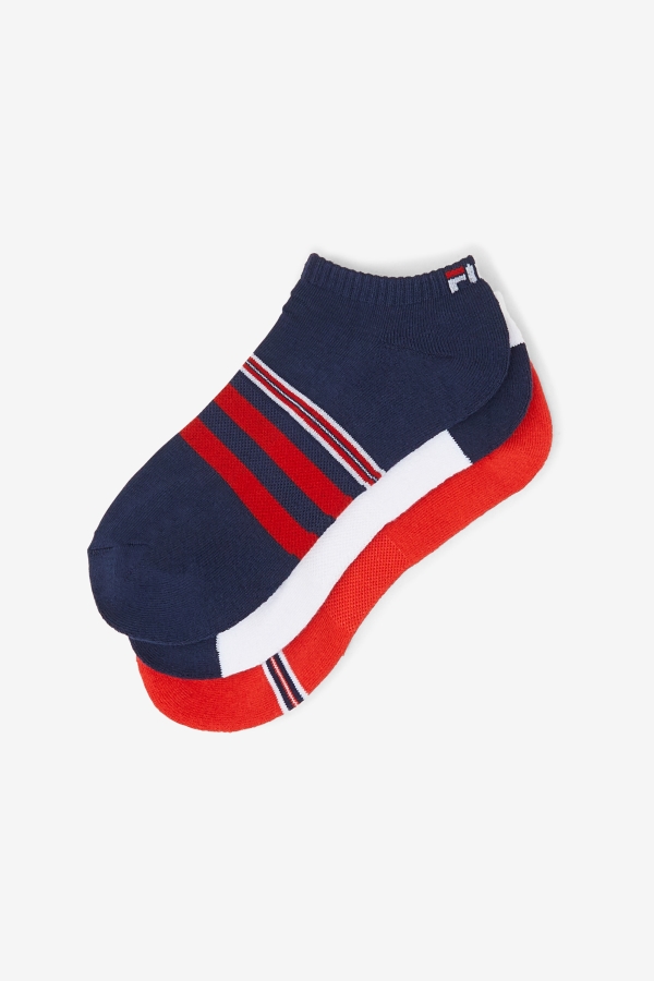 Fila Navy Men\'s Striped No Show Sock 3-Pack
