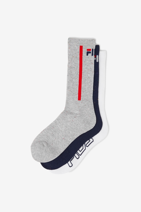 Fila Navy Women\'s Speckle Stripe Crew Sock 3-Pack