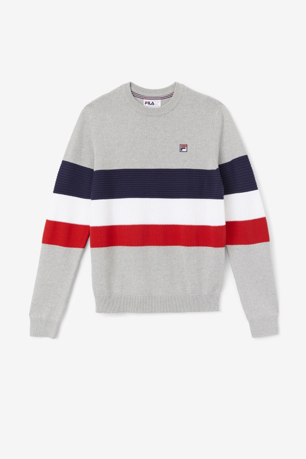Light Grey Marl-Peacoat-White Fila Willkie Sweater