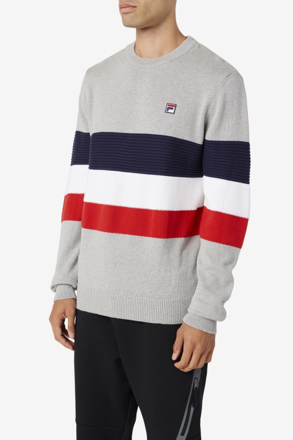 Light Grey Marl-Peacoat-White Fila Willkie Sweater