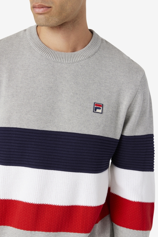 Light Grey Marl-Peacoat-White Fila Willkie Sweater