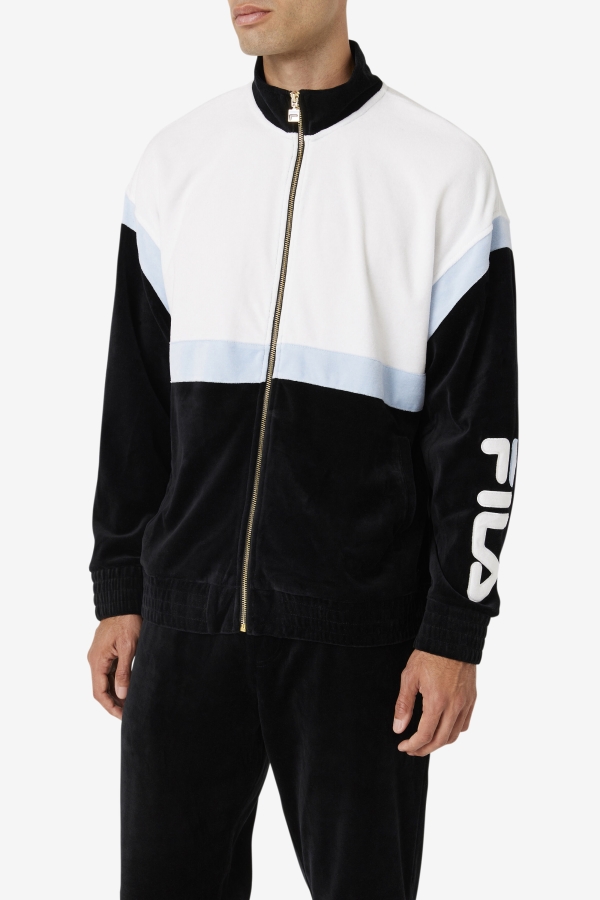 Black-White-Skyway Fila Mansur Velour Jacket