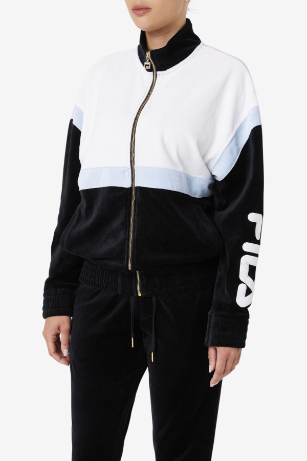 Black-White-Skyway Fila Mansur Velour Jacket