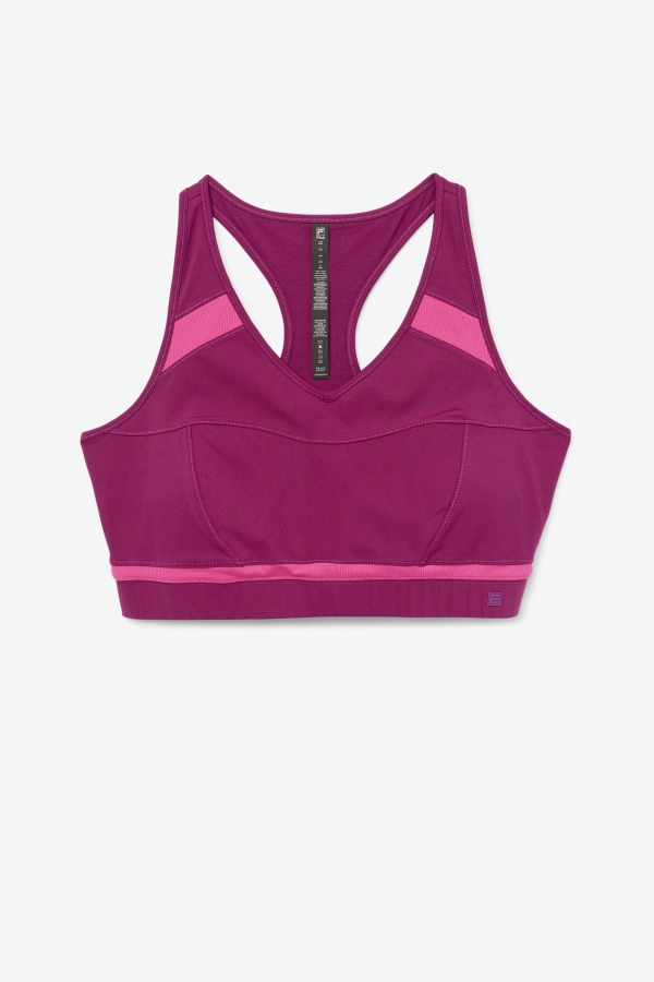 Magenta Purple-Bright Pink Fila Uplift Racerback Sports Bra